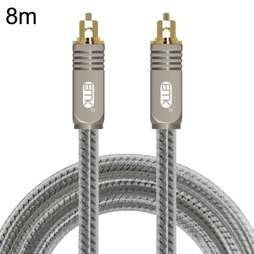 EMK YL/B 8m Transparent Gray Optical Fiber Audio Cable Square to Square - 1
