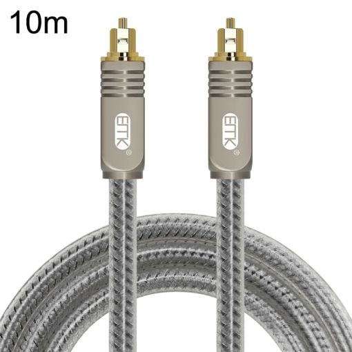 EMK YL/B 10m Transparent Gray Optical Fiber Audio Cable Square to Square - 1