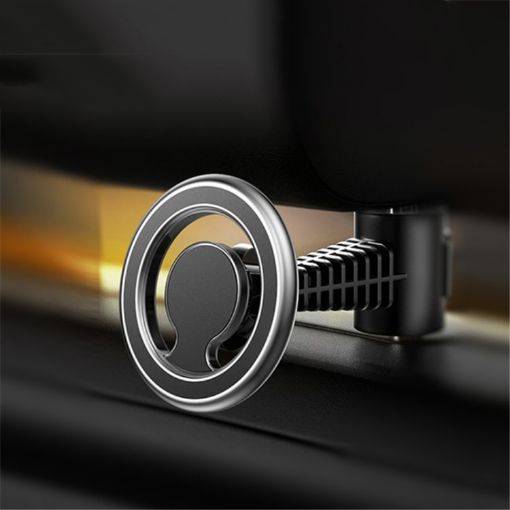 D19 Car Magnetic Phone Holder Rotatable Metal Bracket, Silver Seat - 1