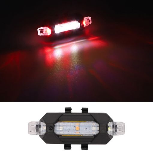 Motorcycle Bicycle Charging Strobe Warning Tail Light - Red White Light - 1
