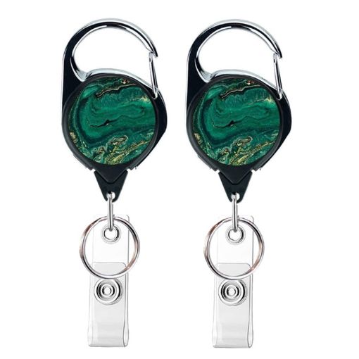2pcs 65cm Retractable Badge Reel Vintage Compass Map Holder (Green) - 1