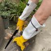 Leather Extended Thick Gardening & Welder Work Gloves, Gold White L - 6