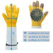 XL Leather Gardening & Welder Work Gloves, Gold White, Extended Thick - 3