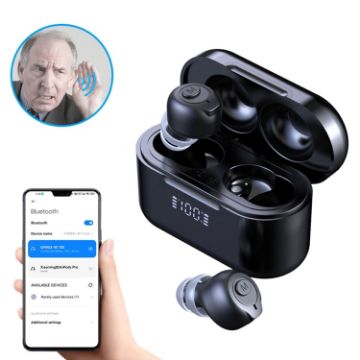 Bluetooth Digital Hearing Aids GM-903 with LCD Display - Black - 1