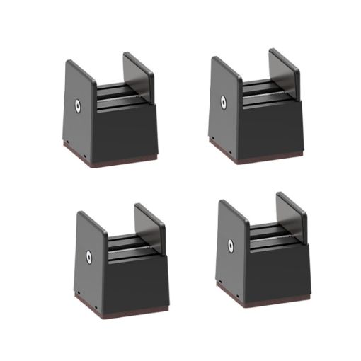 Adjustable Furniture Heightening Feet Pads 4pcs, 50mm High, Black Plywood - 1