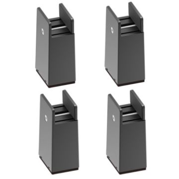 Adjustable Furniture Heightening Feet Pads 4pcs, 100mm High, Black Plywood - 1