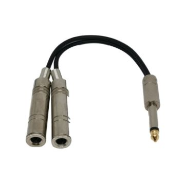 6.35mm Male to 2 Female Guitar Cable - Noise Reduction, Shielded, 0.2m - 1
