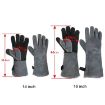 Cowhide BBQ Gloves 14" Gray - Thickened Anti-hot Oven Welding Protection - 2