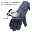 Cowhide BBQ Gloves 14" Gray - Thickened Anti-hot Oven Welding Protection - 3