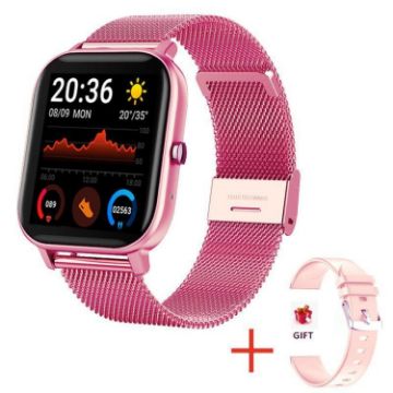 H10 1.69" Screen Pink Smart Watch with Bluetooth Call & Health Monitoring - 1