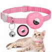 Luminous Pink Silicone AirTag Tracker Case Reflective Cat Collar with Bell - 1