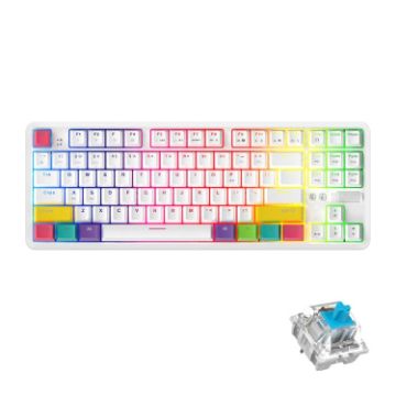 Ajazz K870T 87-Key Hot Swap Bluetooth/Wired RGB Mechanical Keyboard White - 1