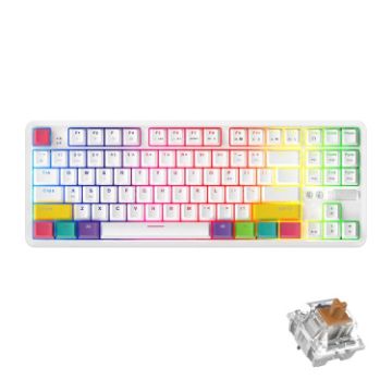 Ajazz K870T 87-Key Hot Swap Bluetooth/Wired RGB Mechanical Keyboard White - 1