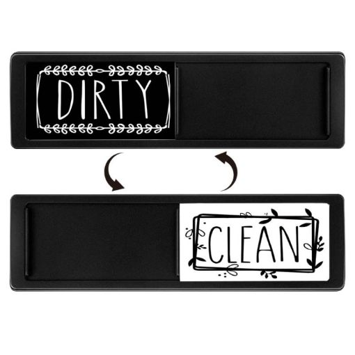 Double-Sided Dishwasher Magnet Clean Dirty Sign, Black & White - 1