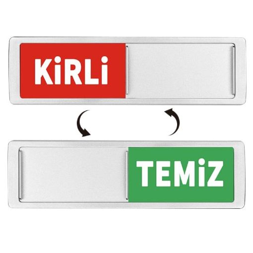Double-Sided Dishwasher Magnet Clean Dirty Sign (Turkish) 70 Characters - 1