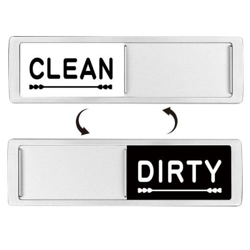 Double-Sided Dishwasher Magnet Clean Dirty Sign - Silver Love - 1