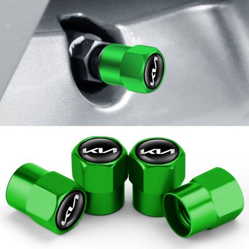 KIA KN Car Tire Valve Core Caps - 3 Sets/12pcs Decorative Metal (Green) - 1