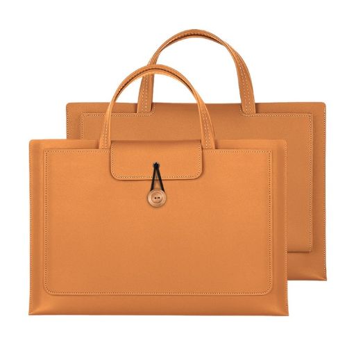 Khaki Waterproof PU Laptop Handbag - Elastic Button, 13.3/14 Inch - 1