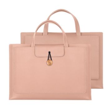 Rose Pink 15.4/16" Elastic Button Waterproof PU Laptop Handbag - 1