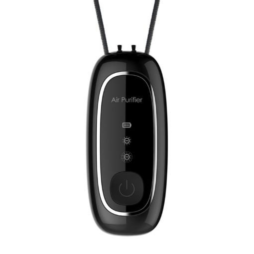 Portable Dual-Brush Negative Ion Air Purifier Necklace - Black Rope Model - 1