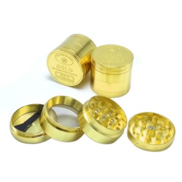 Gold Coin Pattern Zinc Tobacco Grinder, 40mm 4 Layers - 1