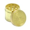 Gold Coin Pattern Zinc Tobacco Grinder, 40mm 4 Layers - 4