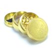 Gold Coin Pattern Zinc Tobacco Grinder, 40mm 4 Layers - 5