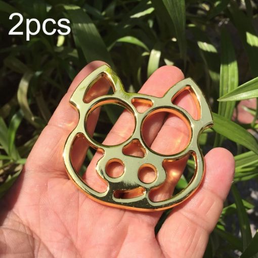 Cartoon Pig Self-Defense KeyChain Fist Gloves Window Breaker Gold 2pcs - 1