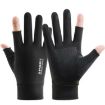 Ice Silk Sunscreen Gloves - Non-slip Fishing & Riding (Two Fingers Black) - 1