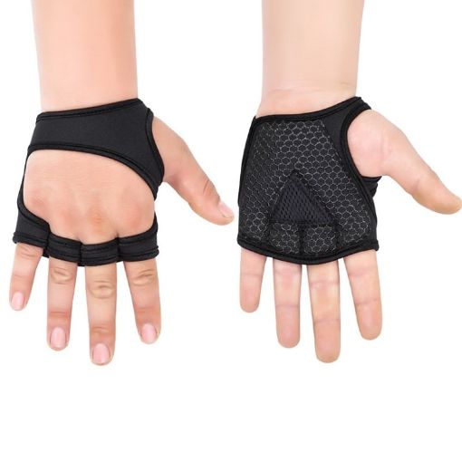 XL Weightlifting Dumbbell Bar Anti-slip Wrist Fitness Gloves (Black) - 1