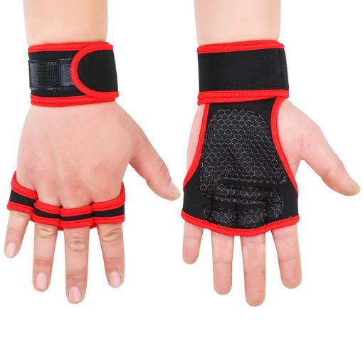XL Weightlifting Dumbbell Gloves - Anti-slip, Anti-cocoon, Red, Four-finger - 1