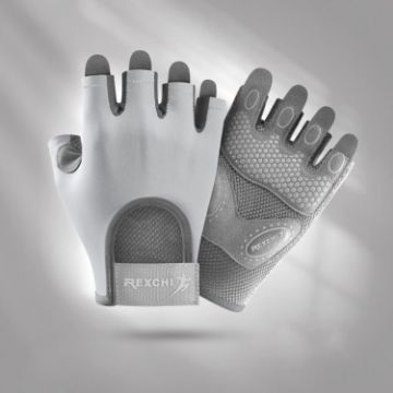 Yoga Sports Gloves - Non-slip Shock-absorbing Half-finger, Size M (Gray) - 1
