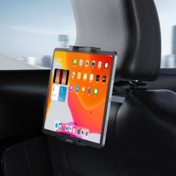 Folding Stretchable Headrest Tablet Bracket for Car Rear Seat - Metal Clamp - 1