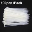 100pcs 8x350mm Self-Locking Nylon Cable Ties 7.6mm Wide (White) - 1