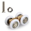 Brass Bearing Shower Room Pulley - 4 Wheel Track, Model: Pulley+Screw - 1