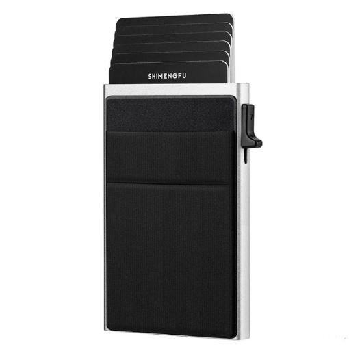 Slim Metal Wallet - Pop Up Credit Card Holder RFID Blocking (Silver) - 1