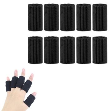 Basketball Riding Finger Sleeves - 10pcs Set, Black, Stretch Knit Protectors - 1