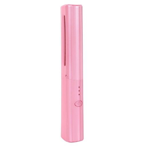 Portable USB Rechargeable Hair Curler & Straightening Comb - Pink - 1