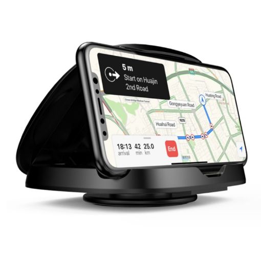 360 Rotating Suction Cup Car Dashboard Phone Holder - Black - 1