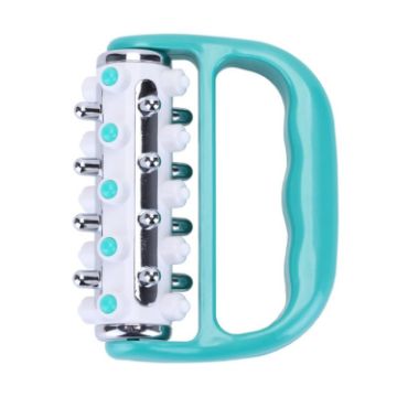 Green Handheld Curved Five-row Iron Column Roller Soothing Massager - 1