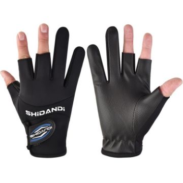 Waterproof Black Fingerless Non-Slip Fishing Gloves - Wear-Resistant Lure - 1