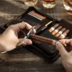 CONTACTS FAMILY CF5009 Leather Travel Cigar Box with Wrist Strap (Coffee) - 9