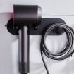 Small Black Wall Mounted Hair Dryer Holder - Hole-Free Aluminum Shelf - 1