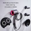 Small Black Wall Mounted Hair Dryer Holder - Hole-Free Aluminum Shelf - 5