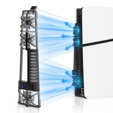 PS5 Slim Host Optical Drive/Digital Version with RGB Light Cooling Fan - 1