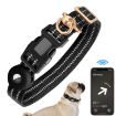AirTag Tracker Silicone Sleeve Dog Collar, Reflective Nylon, Size L, Black - 1