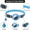 AirTag Pet Anti-Lost Collar Protector for Cats with Reflective Bell (Blue) - 3