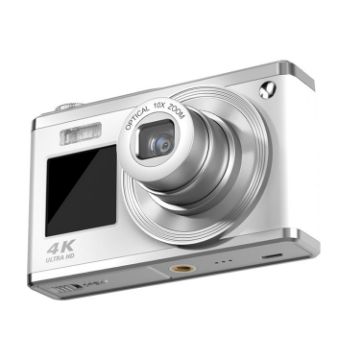 4K HD 60MP Dual Screen Selfie Camera, Optical Zoom, No Memory, White - 1