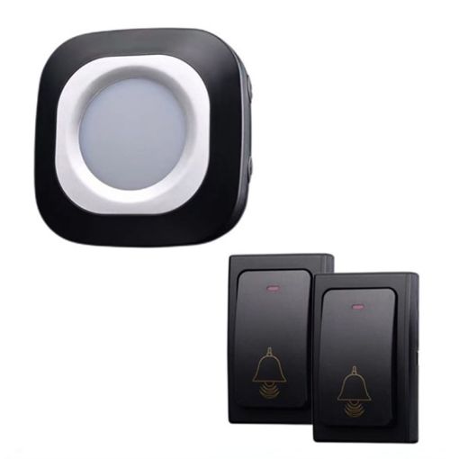 Wireless Smart Doorbell, Battery-Free, 2 For 1 Black (US Plug) - 1
