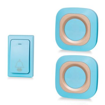 Wireless Smart Doorbell, Battery-Free, 1 For 2 Blue (UK Plug) - 1